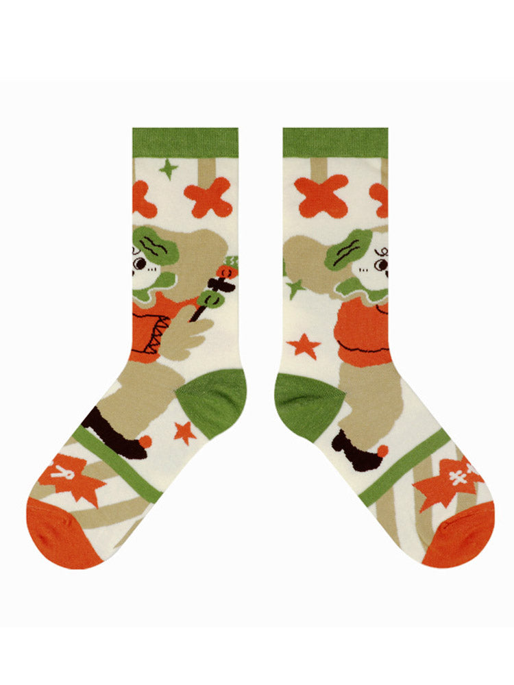 Cute Cartoon Kitty Pattern Cotton Socks
