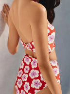 Halter Neck Printed Bikini Set