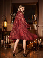 Floral Lace Long-Sleeve Dress (Including inner dress)