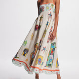 Unique Graffiti Print Suspenders Long Swing Maxi Dress