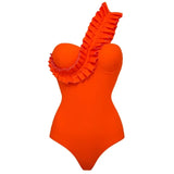 Ruffled Ruched One Piece Swimsuit