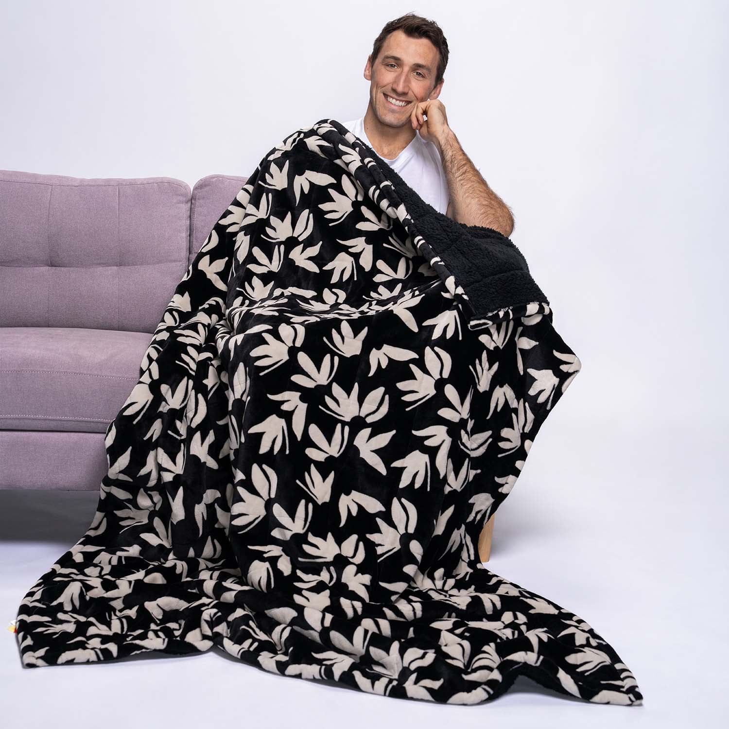 Black Floral Blanket