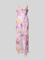Irregular Floral Tassel Maxi Dress