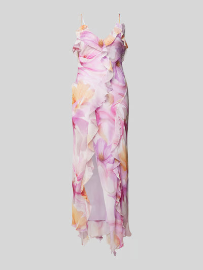 Irregular Floral Tassel Maxi Dress