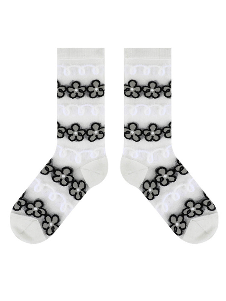 Adorable Printed Crystal Sheer Stockings