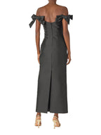 Bow Sleeve Off-Shoulder Midi Dress – Sleek, Feminine Elegance