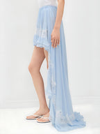 Lace Trim Crop Cami Top & Asymmetric Chiffon Skirt
