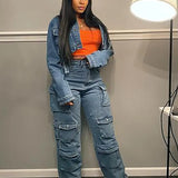 Trendy Multi-Pocket Workwear Denim