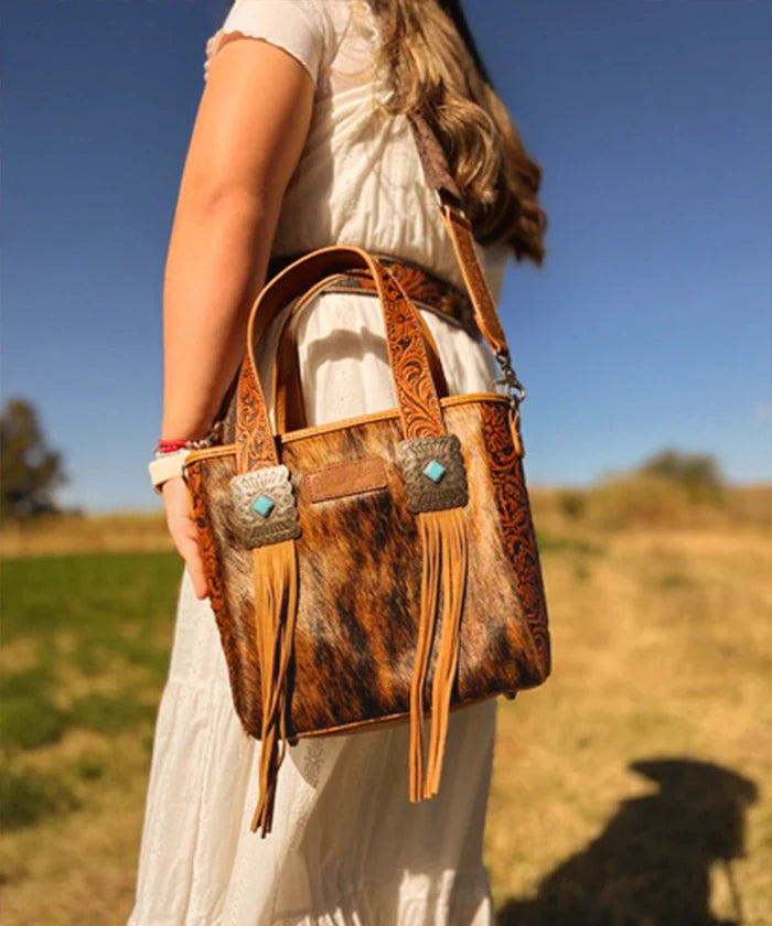 Wrangler Cowhide Fringe Concealed Carry Purse