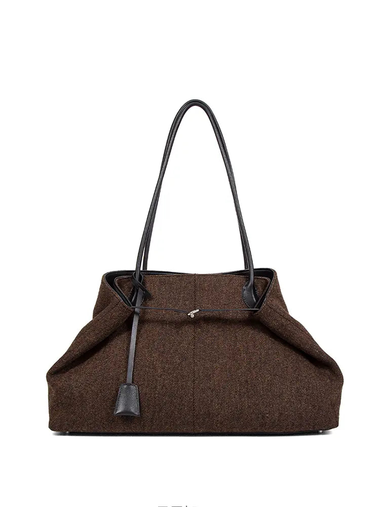Woolen Shearling Top Handle Shoulder Crossbody Bag