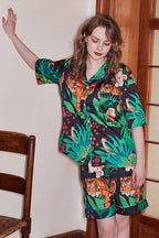 Tiger and Monkey Print Ice-Sleeve Loungewear Set