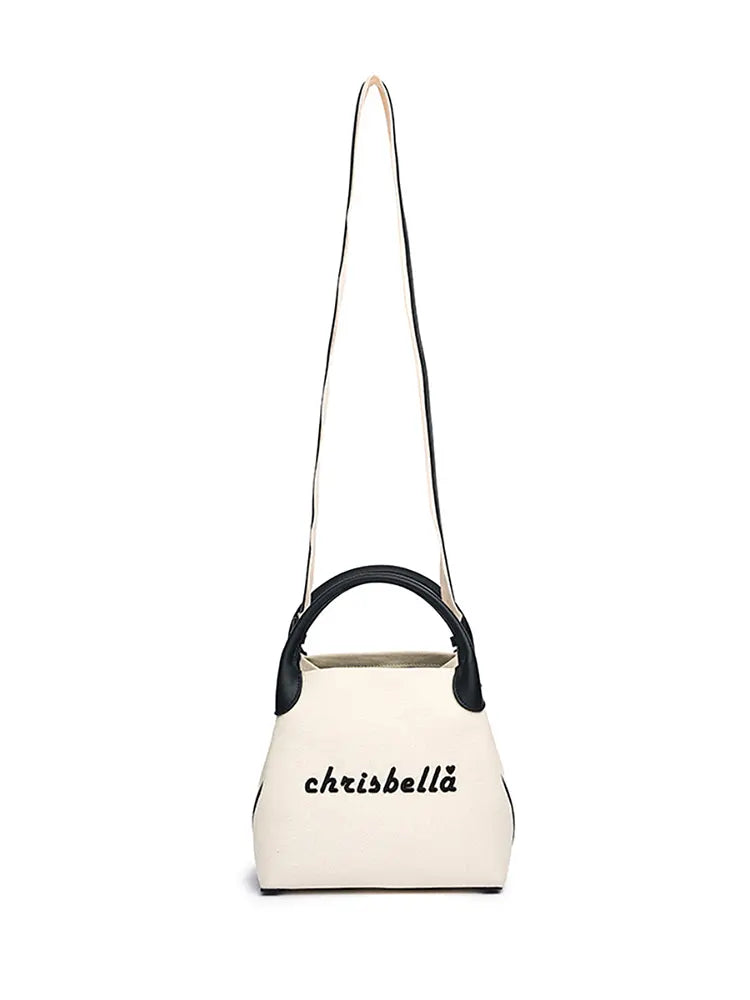 New High-End Letter Canvas Tote with Detachable Strap