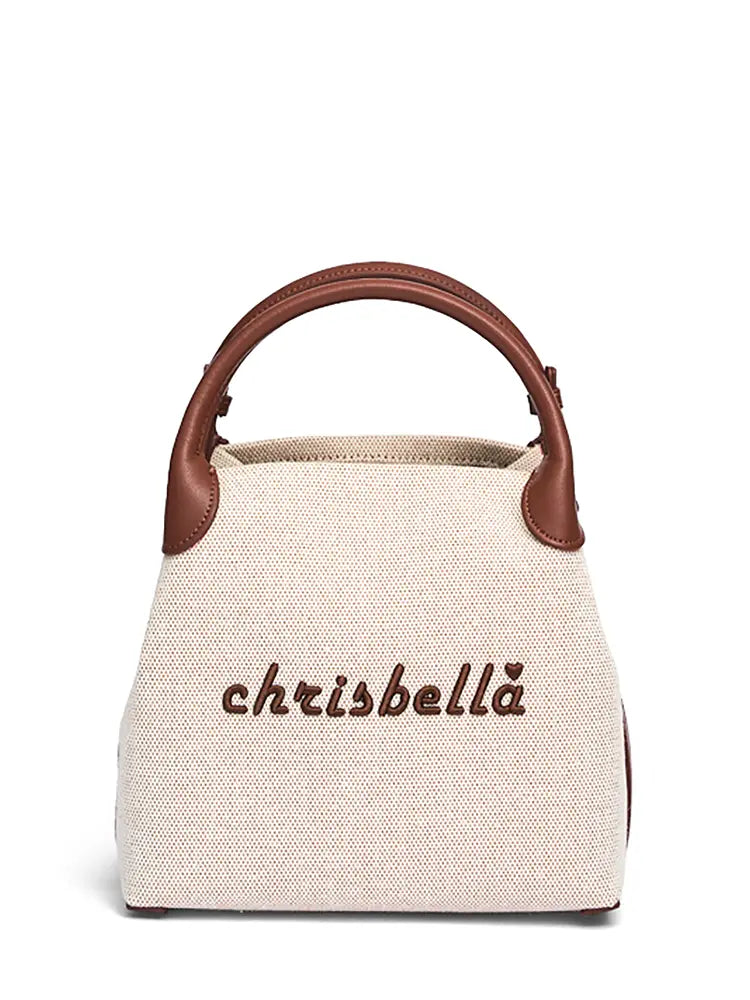 New High-End Letter Canvas Tote with Detachable Strap