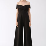 Eternal Sweet Cross Breast Off-Shoulder Jumpsuit In Black
