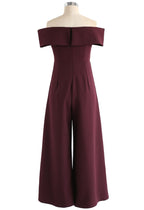 Eternal Sweet Cross Breast Off-Shoulder Jumpsuit In Wine