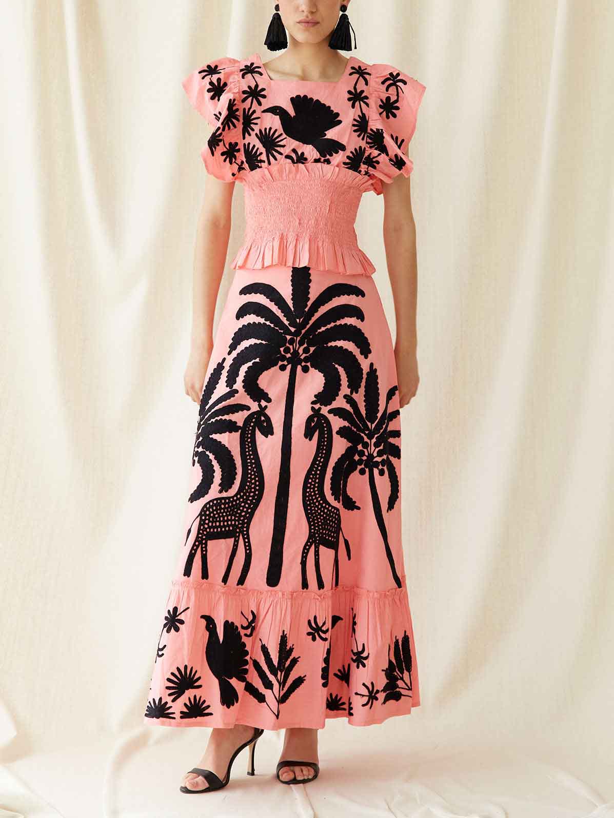 Elegant Palm Tree And Exotic Bird Print Tank Top