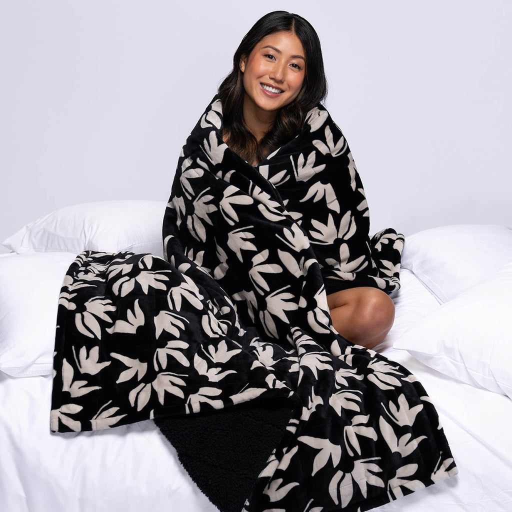 Black Floral Blanket