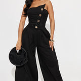 Strapless Wide Leg Jumpsuit
