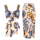 Boho Print Tie-Up Bikini Set
