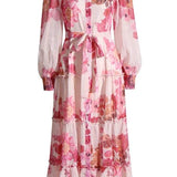 Sylvia Floral Maxi-jurk met lange mouwen
