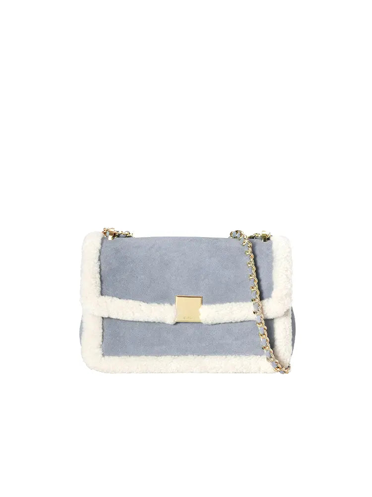 Vintage Shearling Leather Shoulder Crossbody Bag