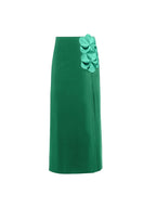 Green 3D Floral Strapless Swimsuit