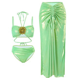 Mint Green Rhinestone Halter Bikini Set
