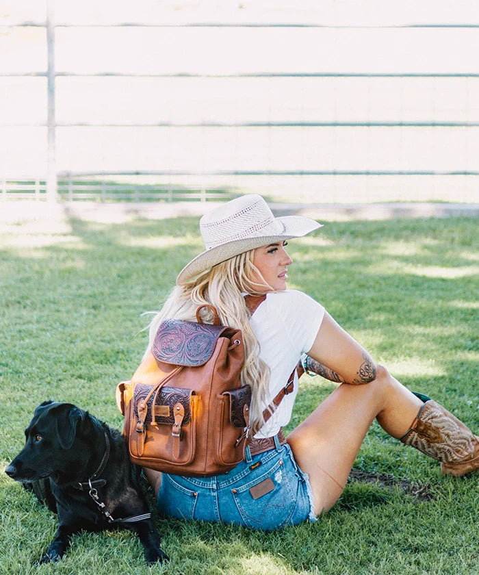 Wrangler Floral Tooled Concealed Carry Backpack