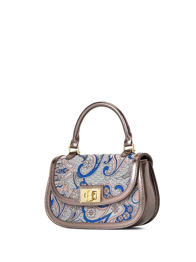 CHRISBELLA Embroidered Bamboo Handle Bag