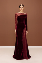 Dgy Elegance Lace Slit Maxi Dress