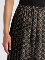 Chain Print Pleated Midi Skirt
