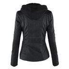 Pia | Moderne Lederjacke mit Kapuze