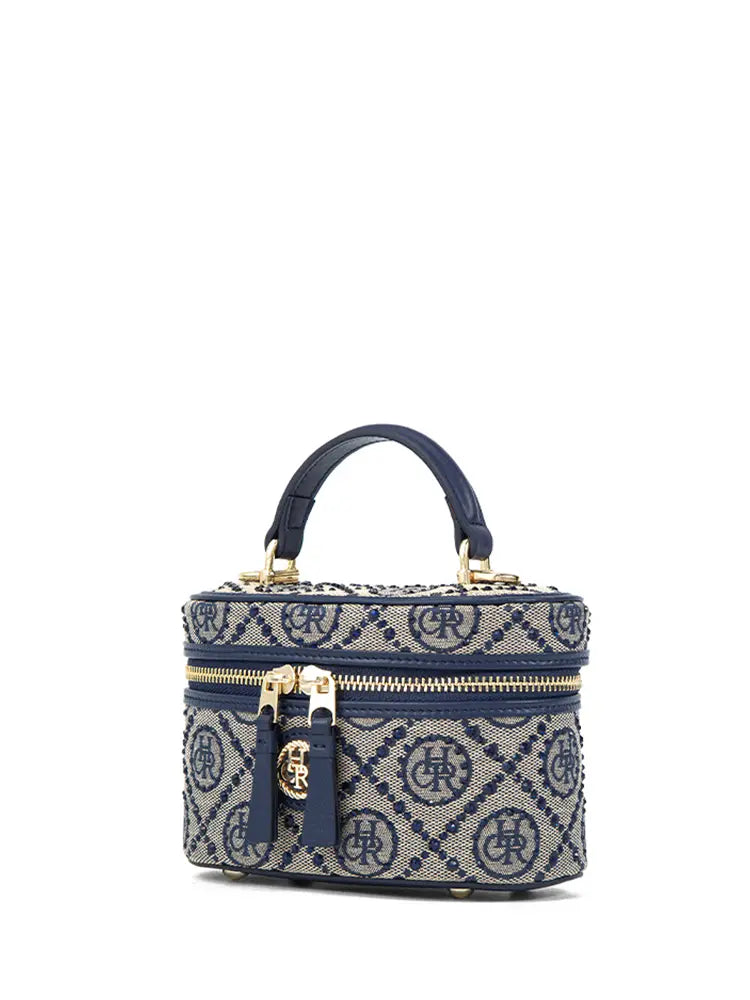 Jacquard Star Embellished Top Handle Bag