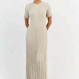 Casual Striped Crew Neck Knit Maxi Dress