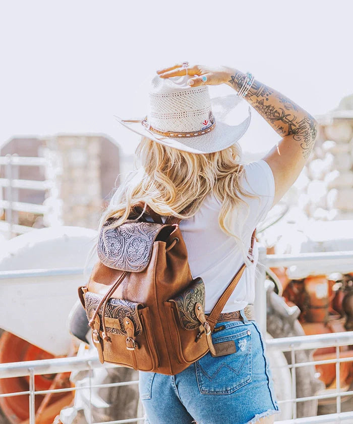 Wrangler Floral Tooled Concealed Carry Backpack