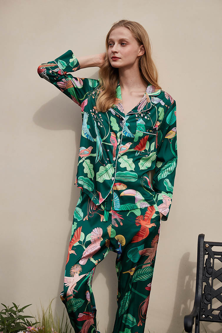 Tiger and Monkey Print Ice-Sleeve Loungewear Set