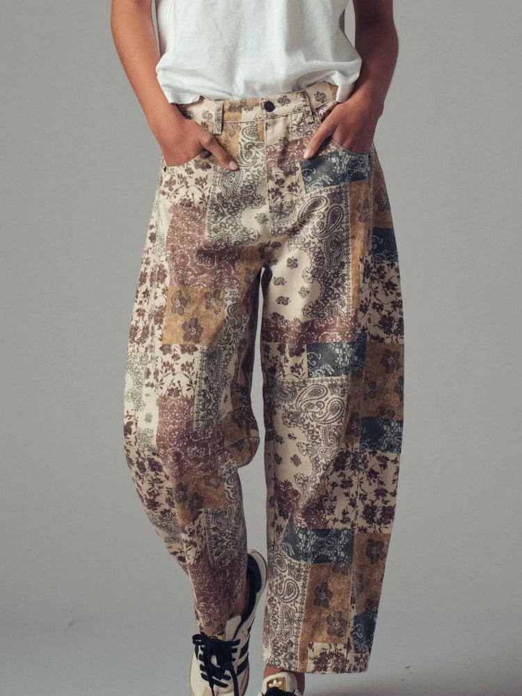 Boho Patchwork Wide-Leg Pants