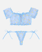 Floral Mesh Ruffle Lingerie Set