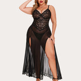 Plus Size Floral Side Slits Nightdress