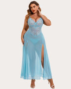 Plus Size Floral Side Slits Nightdress