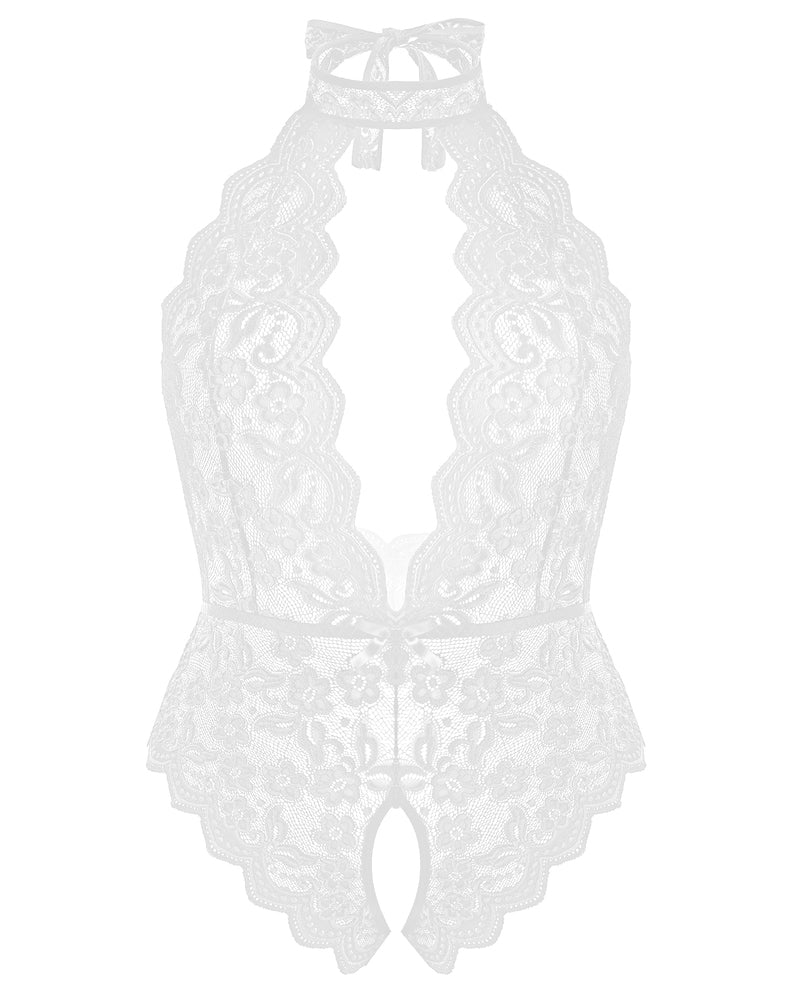 Plus Size Lace Halter Teddy