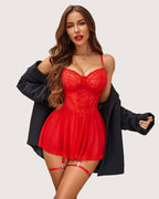 Lace Mesh Boudoir Nighty Sets