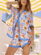 Resort Ocean Fun Printed Shorts-Set