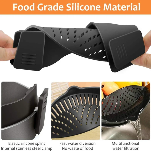 Foldable Silicone Strainer – Save space and stay organized