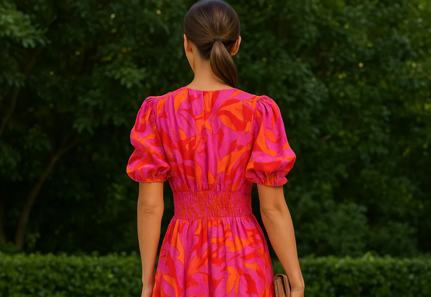 Alva - Elegant V-neck Puff Sleeve Maxi Dress