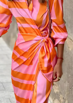 Bernice - Striped Midi Shirt Dress