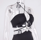 Hollow Out Tied High Slit Dress – Bold Halter Party Look