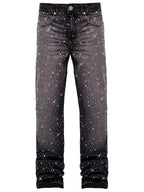 Crystal-Edged Black Flare Jeans
