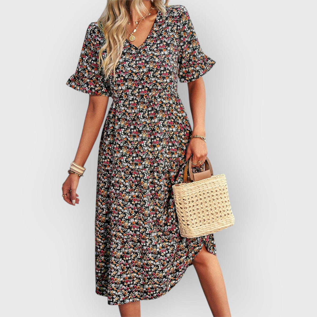 Amara | Floral Summer Midi Dress