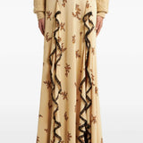 Floral Printed Ruffled Lace Trim Maxi Skirt